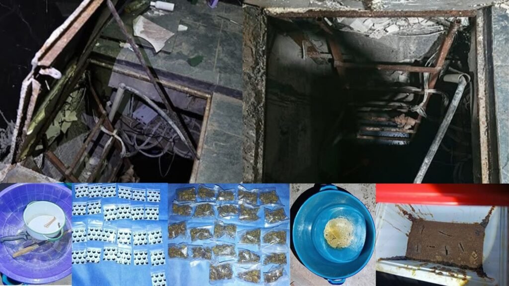 Hallan narcolaboratorio de metanfetamina con túnel en Hidalgo